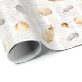 Beach Seashells Waterverf Cadeaupapier (Rol Hoek)