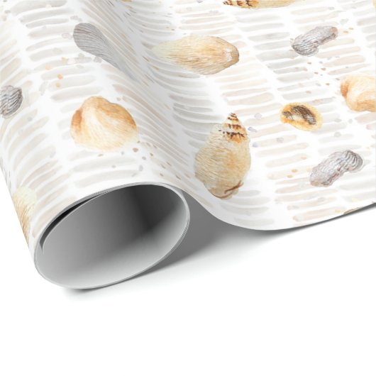Beach Seashells Waterverf Cadeaupapier (Rol Hoek)
