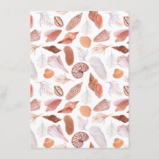Beach Seashells Waterverf Coastal Chic Flat Menu (Achterkant)