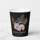 Beach Seashells Waterverf Coastal Chic Weddenschap Papieren Bekers (Achterkant)