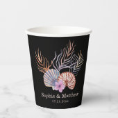 Beach Seashells Waterverf Coastal Chic Weddenschap Papieren Bekers (Voorkant)