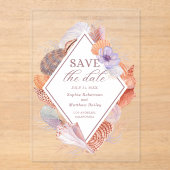 Beach Seashells Waterverf Coastal Chic Wedding Acryl Uitnodigingen (Voorkant)