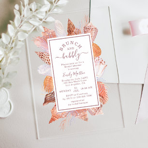 Beach Seashells Waterverf Coastal Chic Wedding Acryl Uitnodigingen