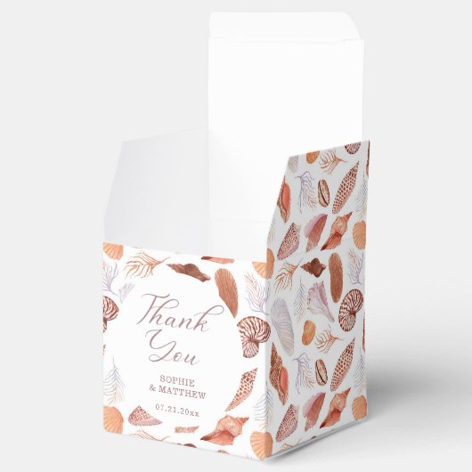 Beach Seashells Waterverf Coastal Chic Wedding Bedankdoosjes (Geopend)