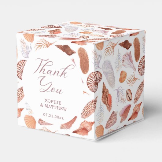 Beach Seashells Waterverf Coastal Chic Wedding Bedankdoosjes (Achterkant)
