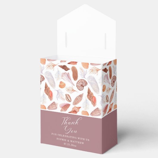 Beach Seashells Waterverf Coastal Chic Wedding Bedankdoosjes (Geopend)