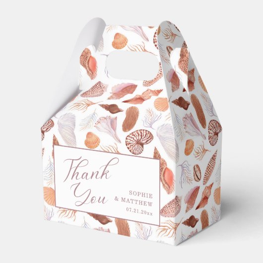 Beach Seashells Waterverf Coastal Chic Wedding Bedankdoosjes (Voorkant Zijde)