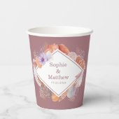 Beach Seashells Waterverf Coastal Chic Wedding Papieren Bekers (Achterkant)