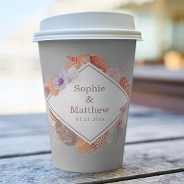 Beach Seashells Waterverf Coastal Chic Wedding Papieren Bekers