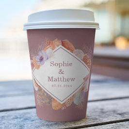 Beach Seashells Waterverf Coastal Chic Wedding Papieren Bekers
