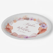 Beach Seashells Waterverf Coastal Chic Wedding Papieren Bordje (Gekanteld)