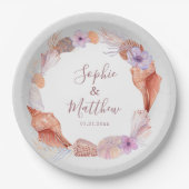 Beach Seashells Waterverf Coastal Chic Wedding Papieren Bordje (Voorkant)