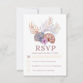 Beach Seashells Waterverf Coastal Chic Wedding RSVP Kaartje (Voorkant)
