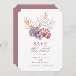 Beach Seashells Waterverf Coastal Chic Wedding Sa Save The Date