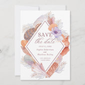 Beach Seashells Waterverf Coastal Chic Wedding Sa Save The Date (Voorkant)