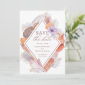 Beach Seashells Waterverf Coastal Chic Wedding Sa Save The Date (Staand voorkant)