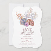 Beach Seashells Waterverf Coastal Chic Wedding Save The Date (Voorkant)