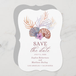 Beach Seashells Waterverf Coastal Chic Wedding Save The Date