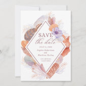 Beach Seashells Waterverf Coastal Chic Wedding Save The Date (Voorkant)