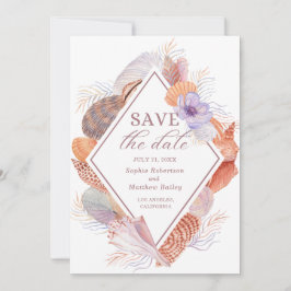 Beach Seashells Waterverf Coastal Chic Wedding Save The Date