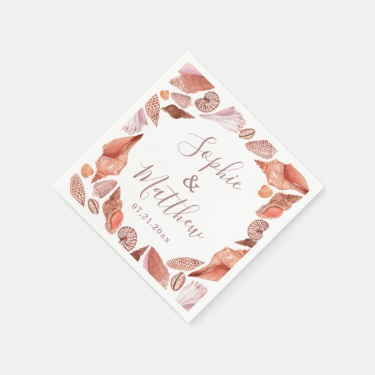 Beach Seashells Waterverf Coastal Chic Wedding Servet (Hoek)