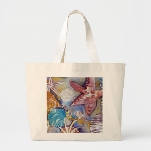 Beach Seashells Waterverf Design Tas (Voorkant)