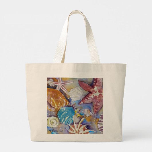 Beach Seashells Waterverf Design Tas (Achterkant)