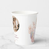 Beach Seashells Waterverf Foto bruiloft Papieren Bekers (Rechts)