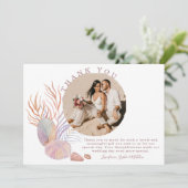 Beach Seashells Waterverf Kustfoto bruiloft Bedankkaart (Staand voorkant)