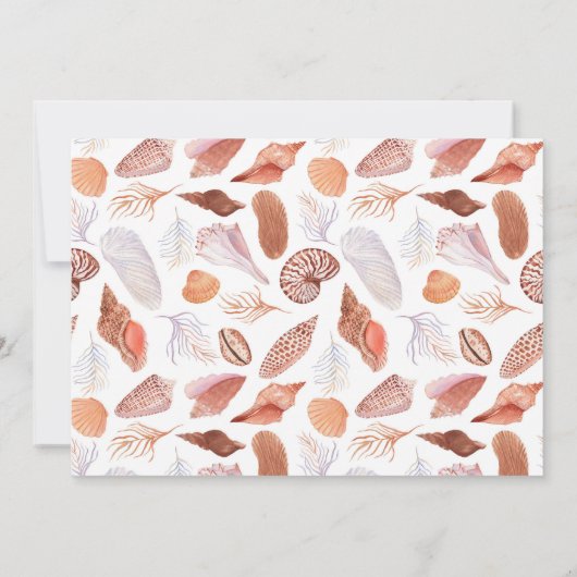 Beach Seashells Waterverf Kustfoto bruiloft Bedankkaart (Achterkant)