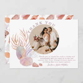Beach Seashells Waterverf Kustfoto bruiloft Bedankkaart