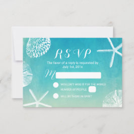 Beach Seashells Waterverf Turquoise Wedding RSVP Kaartje