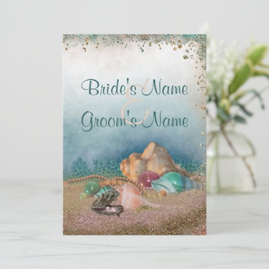 Beach Seashells Weddenschap Kaart (Staand voorkant)