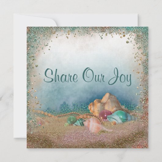 Beach Seashells Weddenschap Kaart (Achterkant)