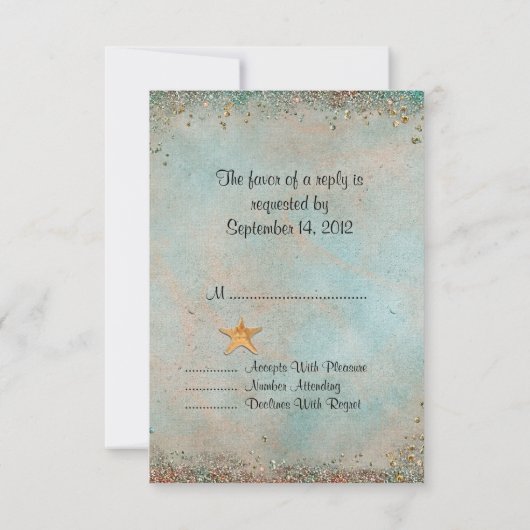 Beach Seashells Weddenschap RSVP Kaartje (Achterkant)