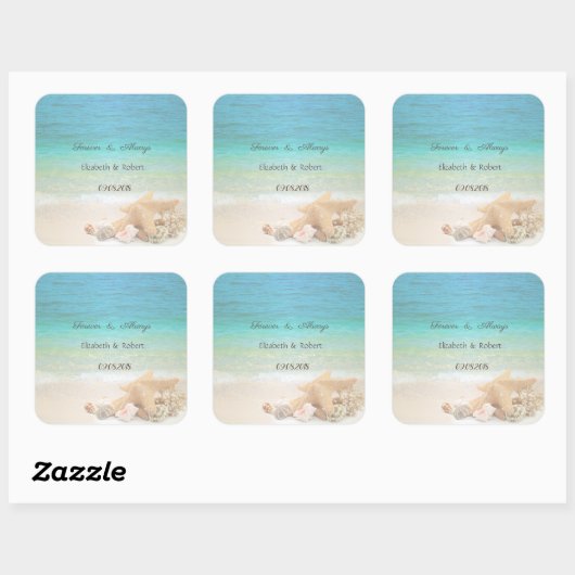 Beach Seashells Weddenschap Vierkante Sticker (Vel)