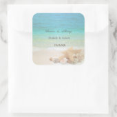 Beach Seashells Weddenschap Vierkante Sticker (Tas)