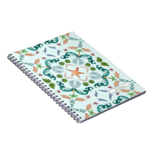 Beach Seashells Zee Life with Name Notitieboek (Rechterzijde)