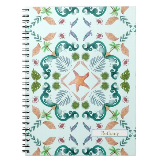 Beach Seashells Zee Life with Name Notitieboek (Voorkant)