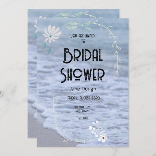 Beach Seashore bruids douche uitnodiging (Voorkant / Achterkant)