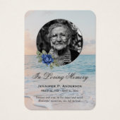 Beach Seashore Navy Blue Floral Memorial Kaarten Visitekaartje (Voorkant)