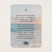 Beach Seashore Navy Blue Floral Memorial Kaarten Visitekaartje (Achterkant)