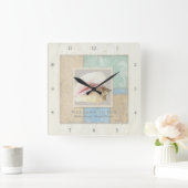 Beach Seashore Ocean Welcome Guest Wooden Boards Vierkante Klok (Huis)