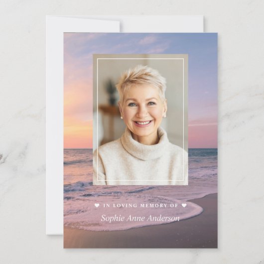 Beach Seaside Funeral Viering van het leven Foto Kaart (Achterkant)