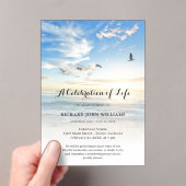 Beach Seaside Ocean Celebration of Life Funeral Acryl Uitnodigingen (Insitu (Draagbaar))