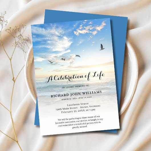 Beach Seaside Ocean Celebration of Life Funeral Kaart
