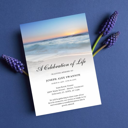 Beach Seaside Ocean Celebration of Life Funeral Kaart