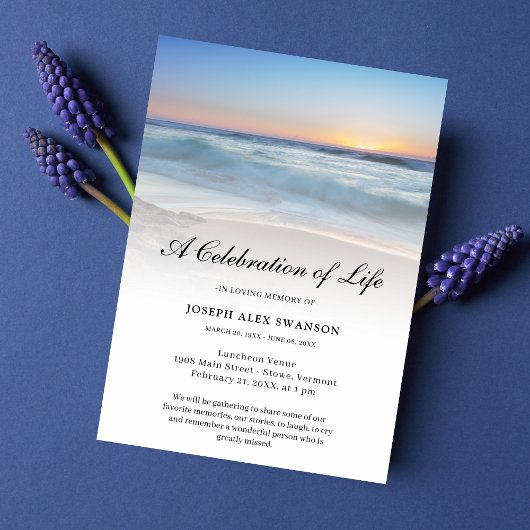 Beach Seaside Ocean Celebration of Life Funeral Kaart