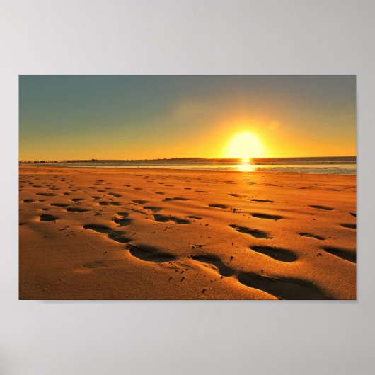 Beach Seaside Ocean Sunset Sundown Sand Poster (Voorkant)
