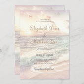 Beach Seaside/Ocean Sunset Wedding Invitation Kaart (Voorkant / Achterkant)